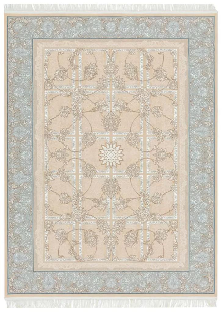 120x180 cm Covor Persan Isfahan, 70% Polipropilenă și 30% Polyester, Design Clasic, Bej, Densitate 3000 gr/m2