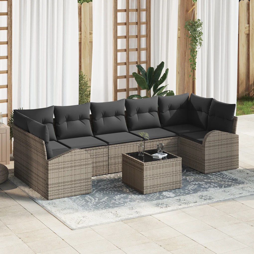vidaXL Set de canapele pentru grădină 8 pcs Gri 55 x 55 x 37 cm