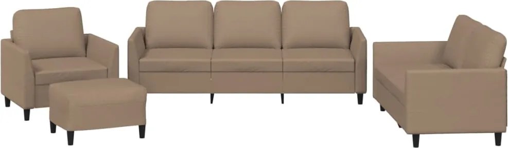 vidaXL Set de canapele cu perne, 4 piese, cappuccino, piele ecologică