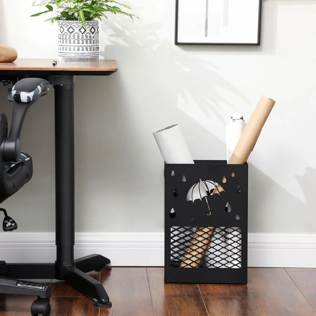 Suport metalic pentru umbrele RAIN, 28x12x41cm, negru SongmicsHome