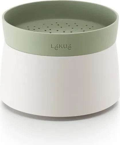 Vas de gatit orez si quinoa la cuptorul cu microunde Lekue 1009033, 1 L, până la 4 porții, 17,8 x 13 cm, -20/+100°C, Alb/Verde