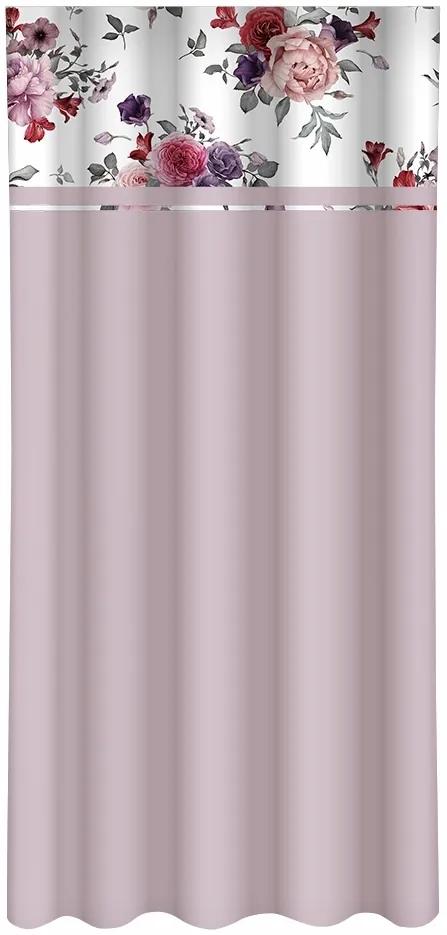 Draperie purpurie simplă de lumină cu imprimare de bujori Lățime: 160 cm | Lungime: 250 cm