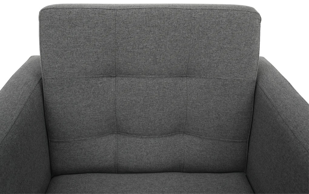 Fotoliu complet tapiţat, material textil gri închis, AMEDIA