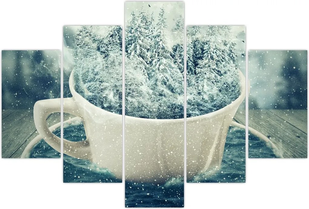 Tablou - Lumea de iarnă într-o căniță (150x105 cm)