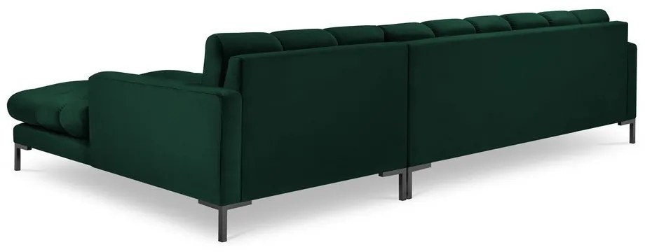 Colțar din catifea cu extensie pe partea dreaptă Cosmopolitan Design Bali, verde închis