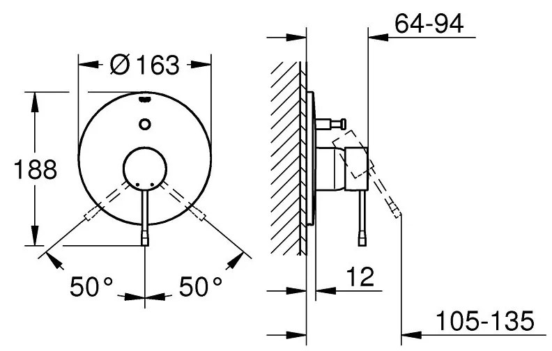 Grohe Essence baterie cada-dus ascuns Hard Graphite 19285A01