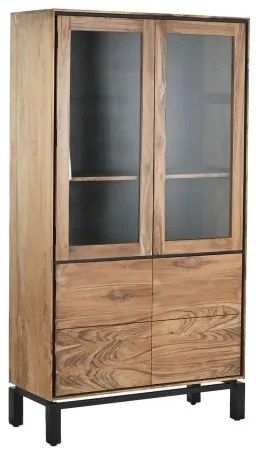 Vitrina, natur, din lemn de tec si acacia, Everly