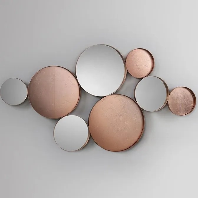 Decoratiune perete din inele metalice cu oglinda si sticla Malmo