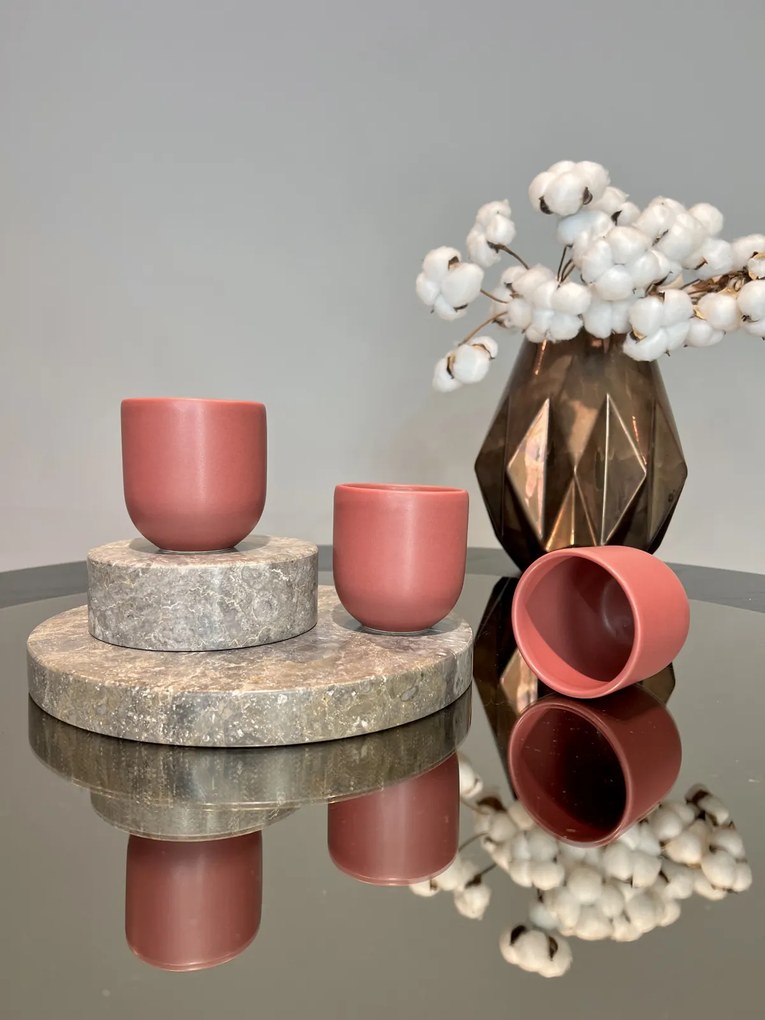 Pahar Cafea Ceramica Novum (Rosu Grena-Mat, 250ml) Gresie Glazurata Manual