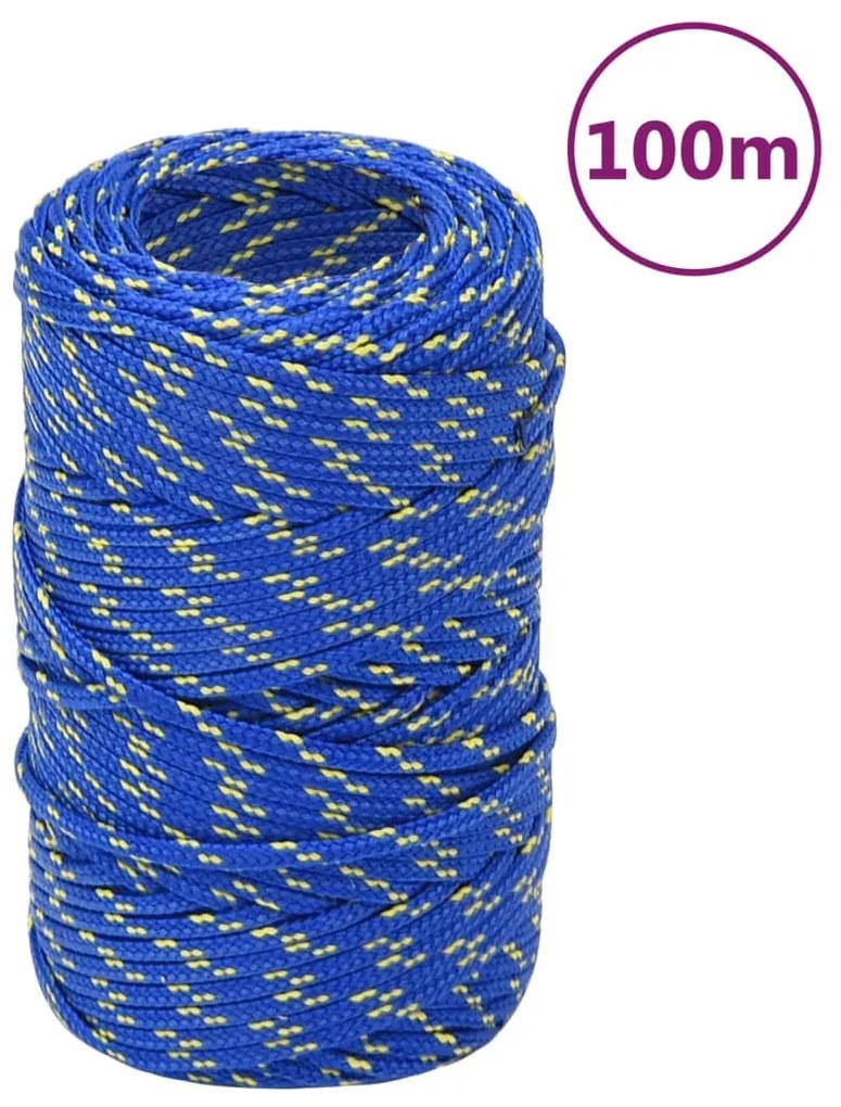 vidaXL Frânghie de barcă, albastru, 2 mm, 100 m, polipropilenă