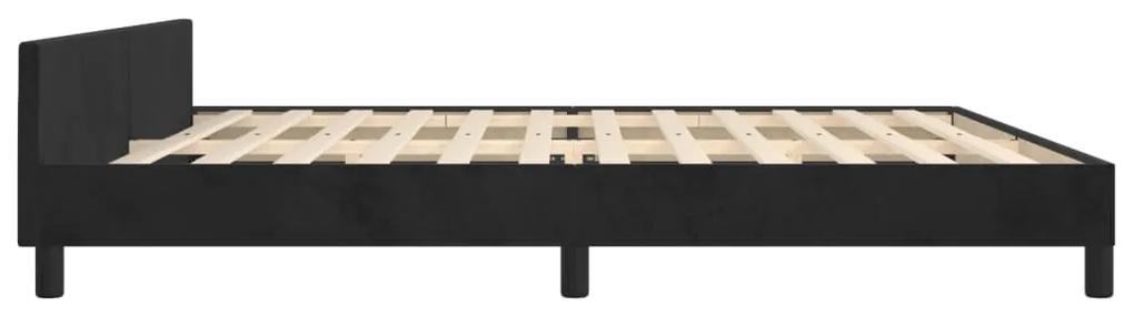 Cadru de pat cu tablie, negru, 200x200 cm, catifea Negru, 200 x 200 cm, Design simplu