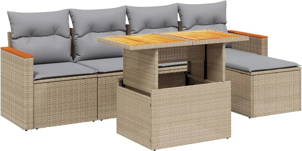 vidaXL Set canapele de grădină cu perne, 6 piese, bej, poliratan