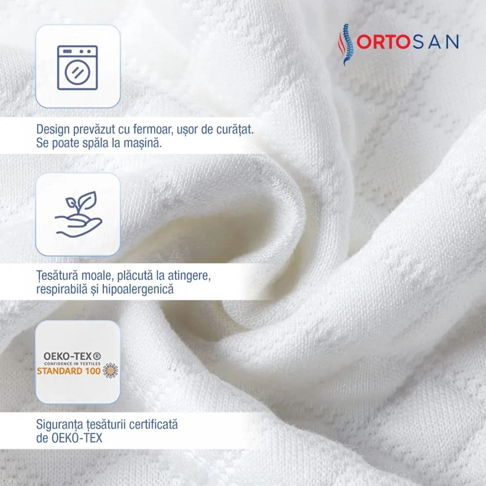 Perna cervicala ortopedica CERVI-SAN Memory Plus, doua inaltimi si suport brate, husa Tencel