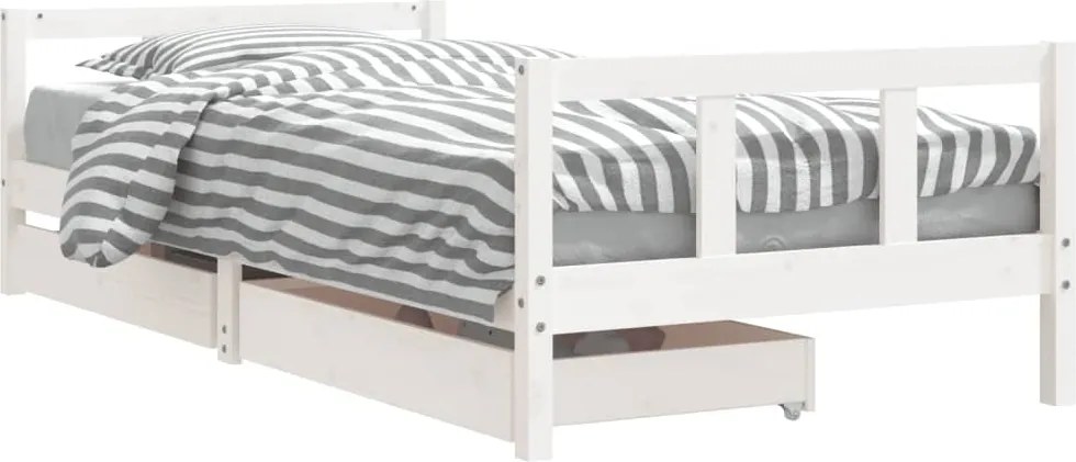 vidaXL Cadru de pat cu sertare de copii, alb, 90x200 cm lemn masiv pin