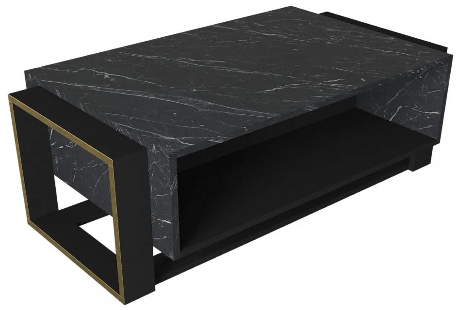 Măsuţă de Cafea Bianco, 106.4 x 60 x 40.4 cm, Negru / Auriu