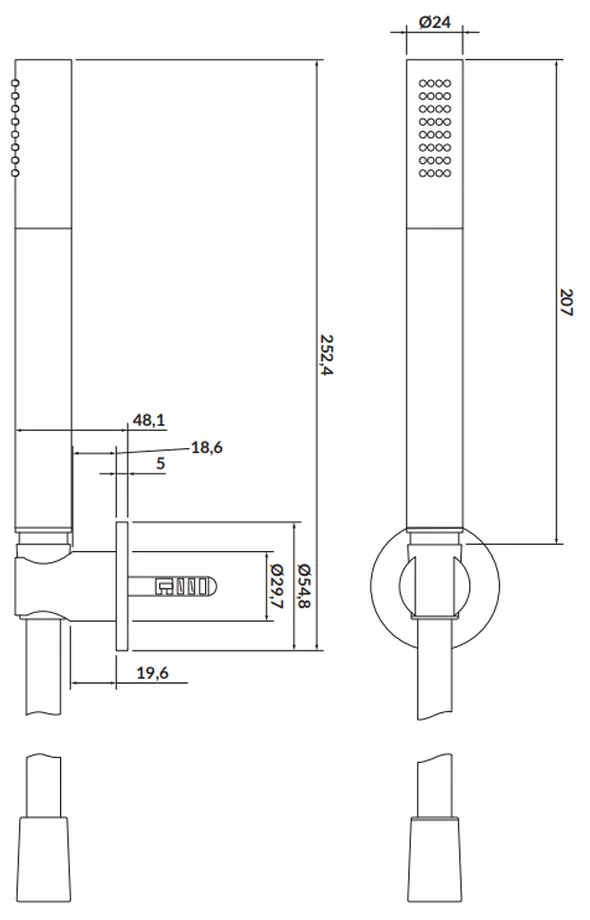 Set de dus Cersanit Inverto cu para dus, furtun si agatatoare, auriu lucios Auriu lucios