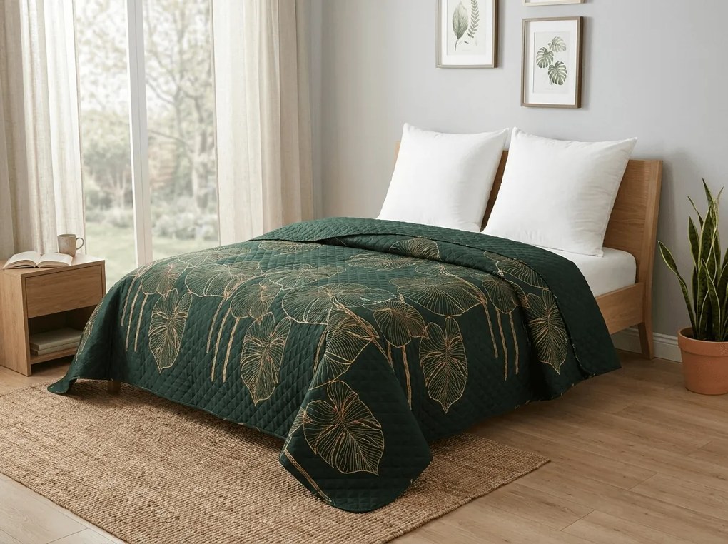 Cuvertura de pat VENECIA verde inchis Dimensiune: 170 x 210 cm