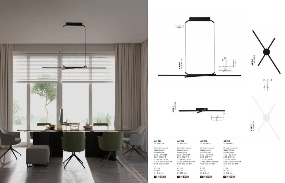 Aplica de perete LED CCT design modern AKRO negru