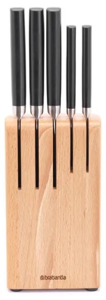 Set 5 cutite Brabantia Profile 1003298, Otel calit, Rezistent la zgarieturi si coroziune, Fag, Maro