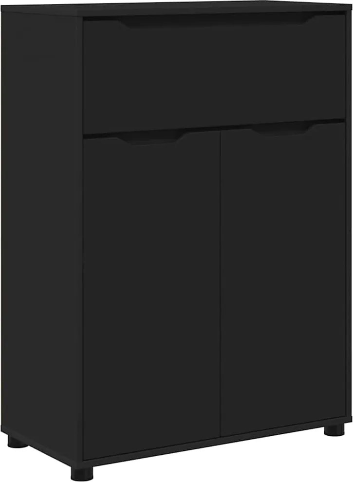 vidaXL Dulap de Baie cu raft Negru 72,5 x 36,5 x 100 cm Lemn compozit