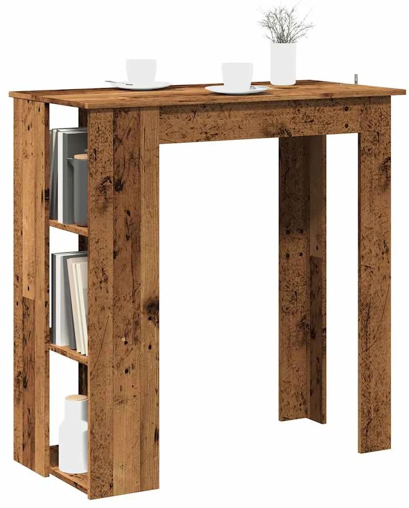 vidaXL Masă bar cu rafturi, lemn vechi, 102x50x103,5 cm lemn prelucrat