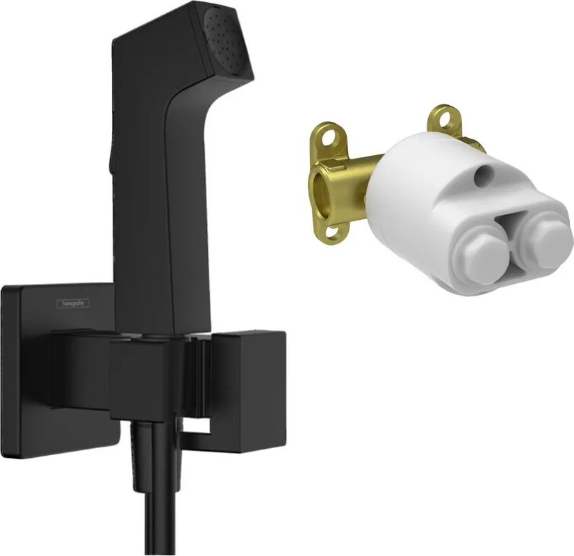 Set dus igienic cu corp ingropat Hansgrohe Bidette E EcoSmart 1 jet negru mat