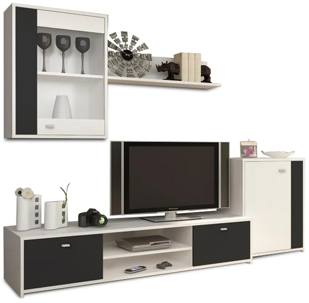 Mobila de living, alba neagra, GENTA