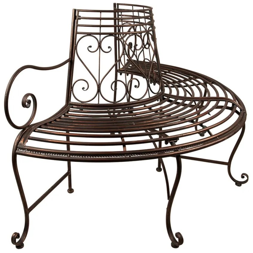 Banca de gradina, maro, din metal, aspect vintage