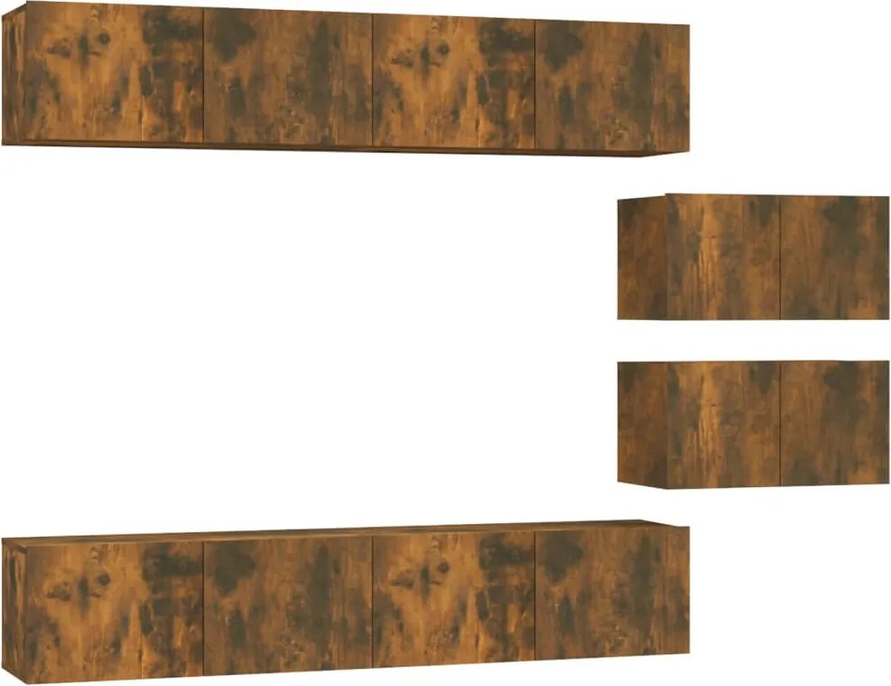 vidaXL Set dulapuri TV, 6 piese, stejar fumuriu, lemn prelucrat