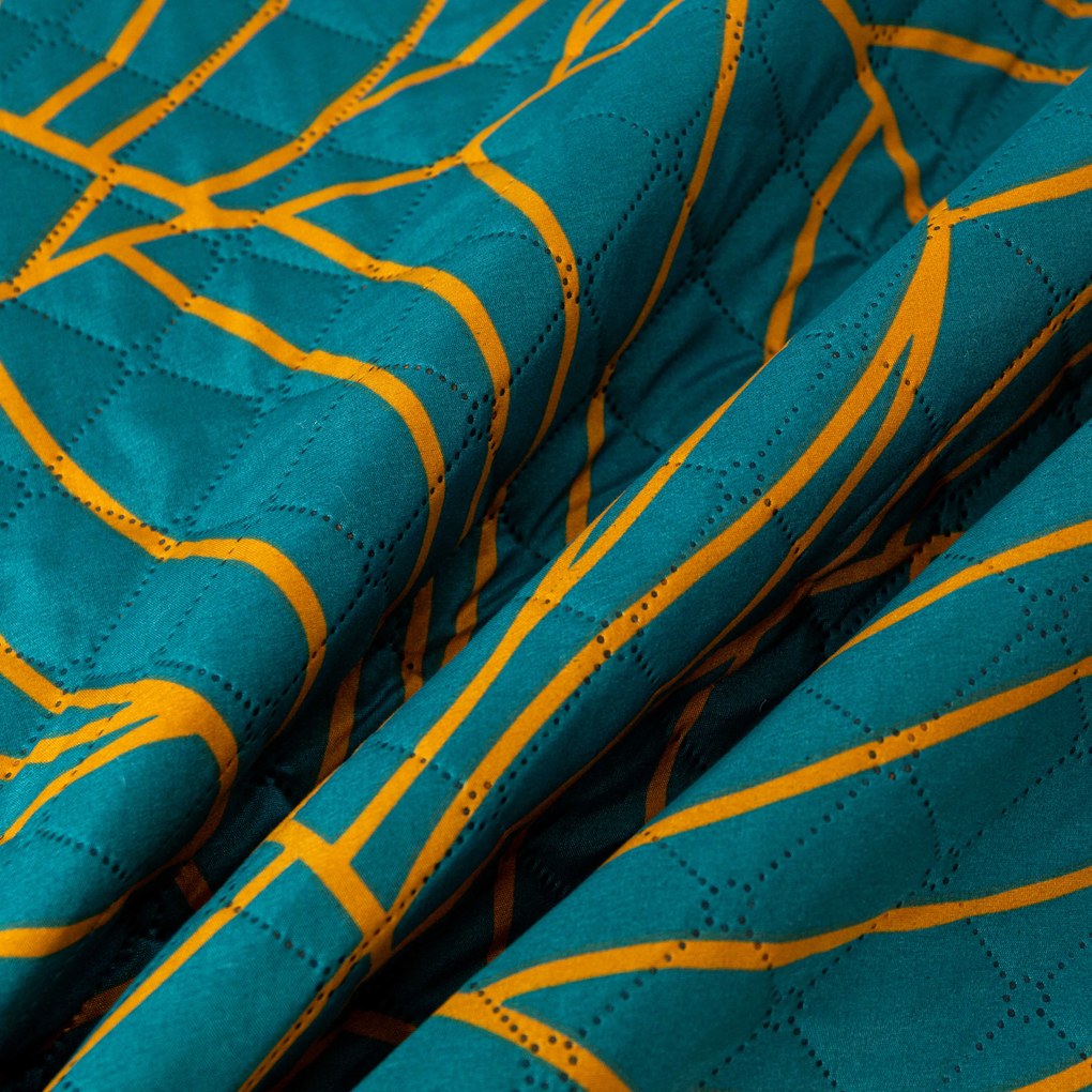 Cuvertura de pat cu model FANFARE, petrol. Dimensiune: 220 x 240 cm