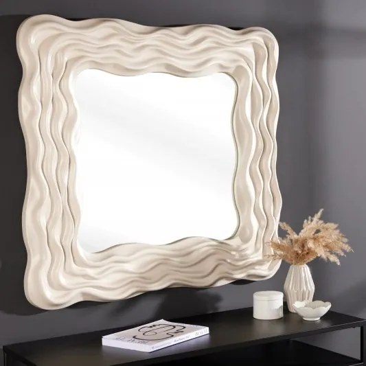 Oglinda decorativa design modern Wave 90cm greige