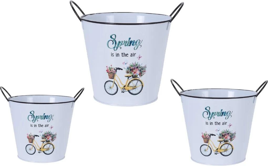 Set recipiente ghiveci Flower bicycle, 3 buc.