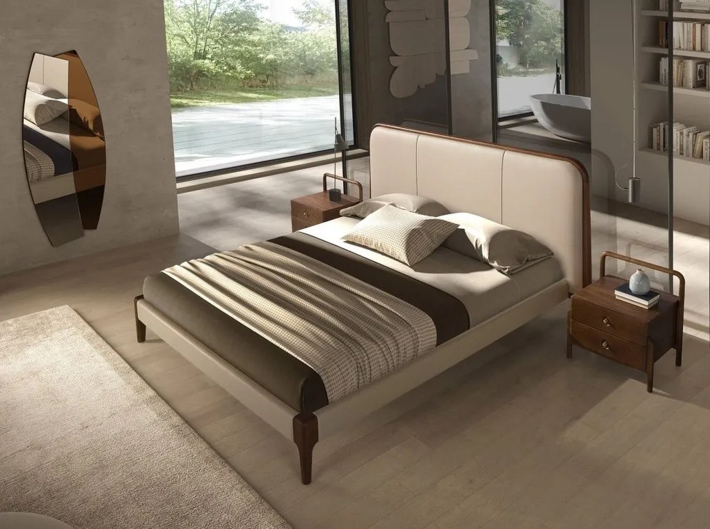 Noptiera LUX din lemn furniruit Walnut