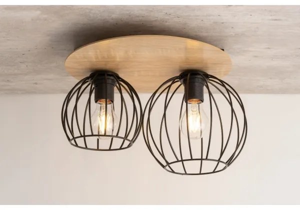 Lustră aplicată CYBER 2xE27/60W/230V lemn/neagră