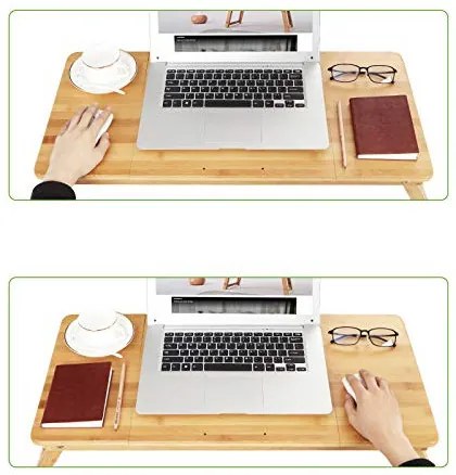 Masuta pentru laptop, Songmics, Natural, LLD004, Bambus, 72 x 29 x 35 cm