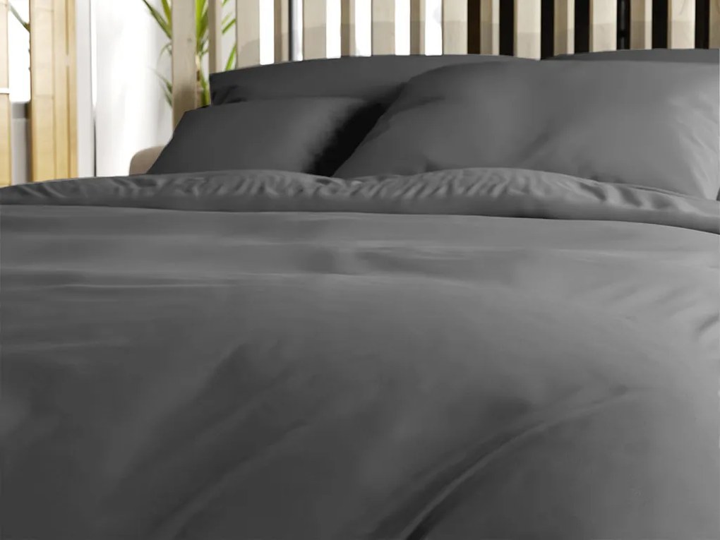 Lenjerie de pat din bumbac LUX gri inchis cu buzunar hotelier Dimensiune lenjerie de pat: 70 x 90 cm | 140 x 220 cm