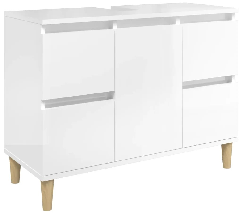 821270 vidaXL Dulap de chiuvetă, alb extralucios, 80x33x60 cm, lemn prelucrat