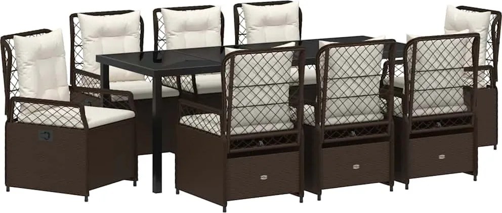 vidaXL Set de masă pentru grădină 9 pcs Maro poliratan