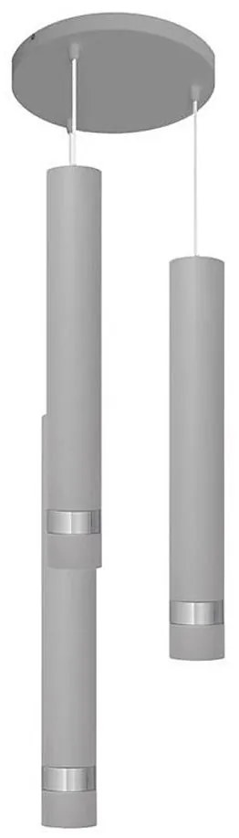 Lustr LED TUBA 3xGU10/4,8W/230V cablu, gri/crom lucios