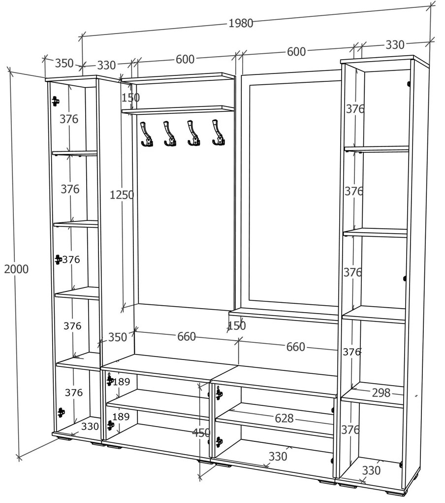 Set Hol Como V3, Antracit/Alb, L 200 cm