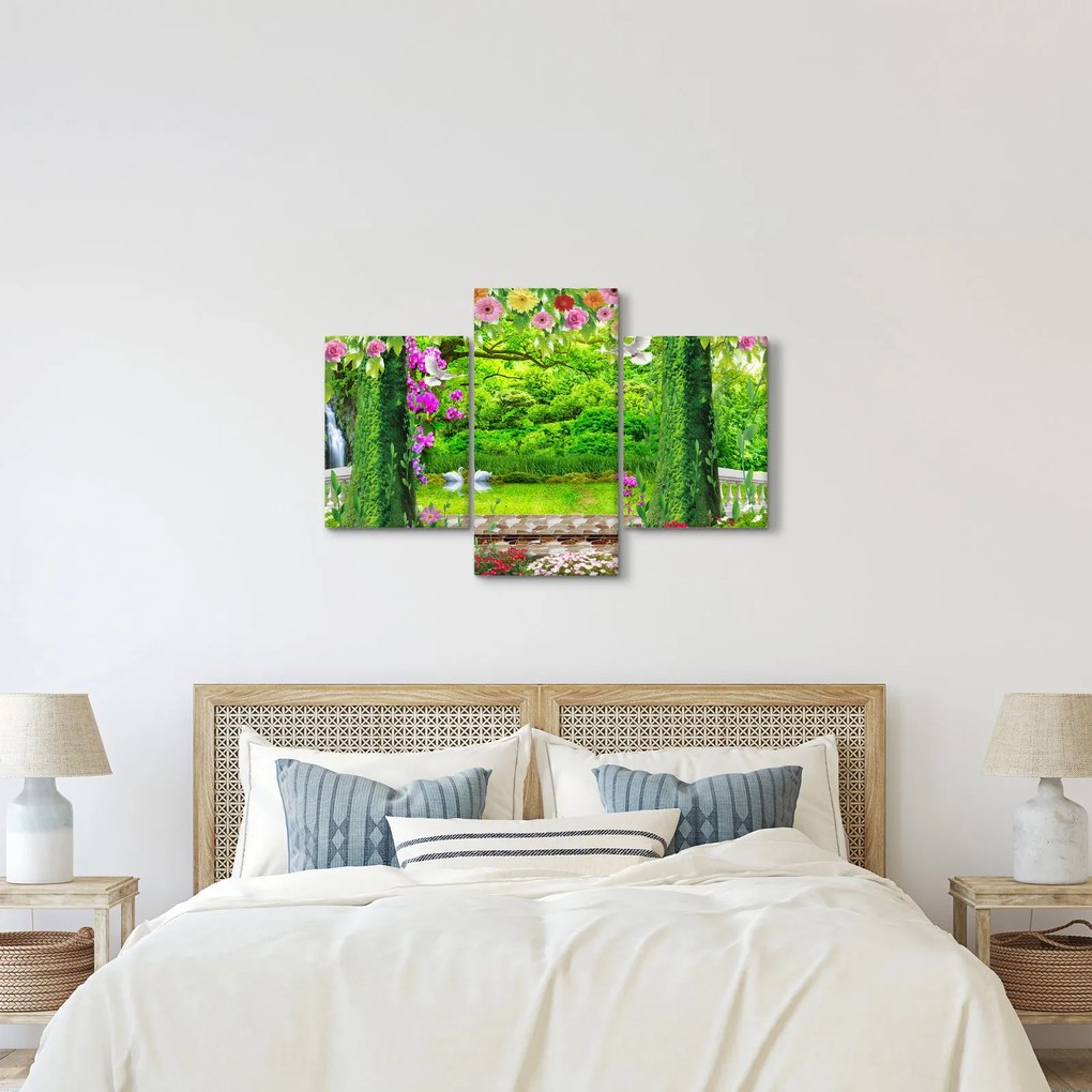 Tablou - Grădina magică cu lebede (90x60 cm)