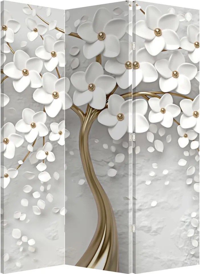 Paravan - Copac alb cu flori (126x170 cm)