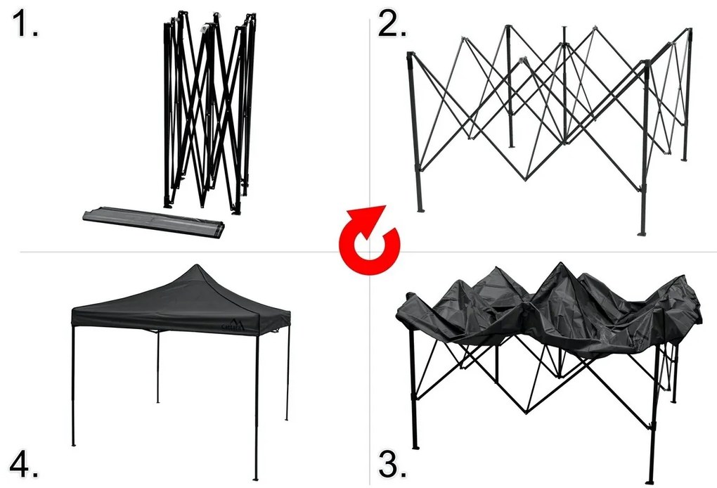 Cattara 13342 Cort de petrecere foarfecăimpermeabil, gri , 3 x 3 m