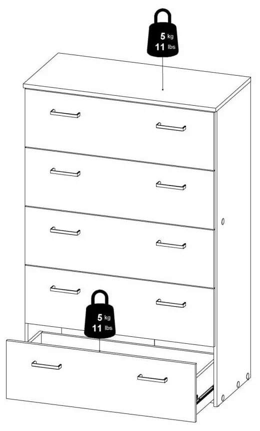 Comodă albă înaltă 74x115 cm Space – Tvilum
