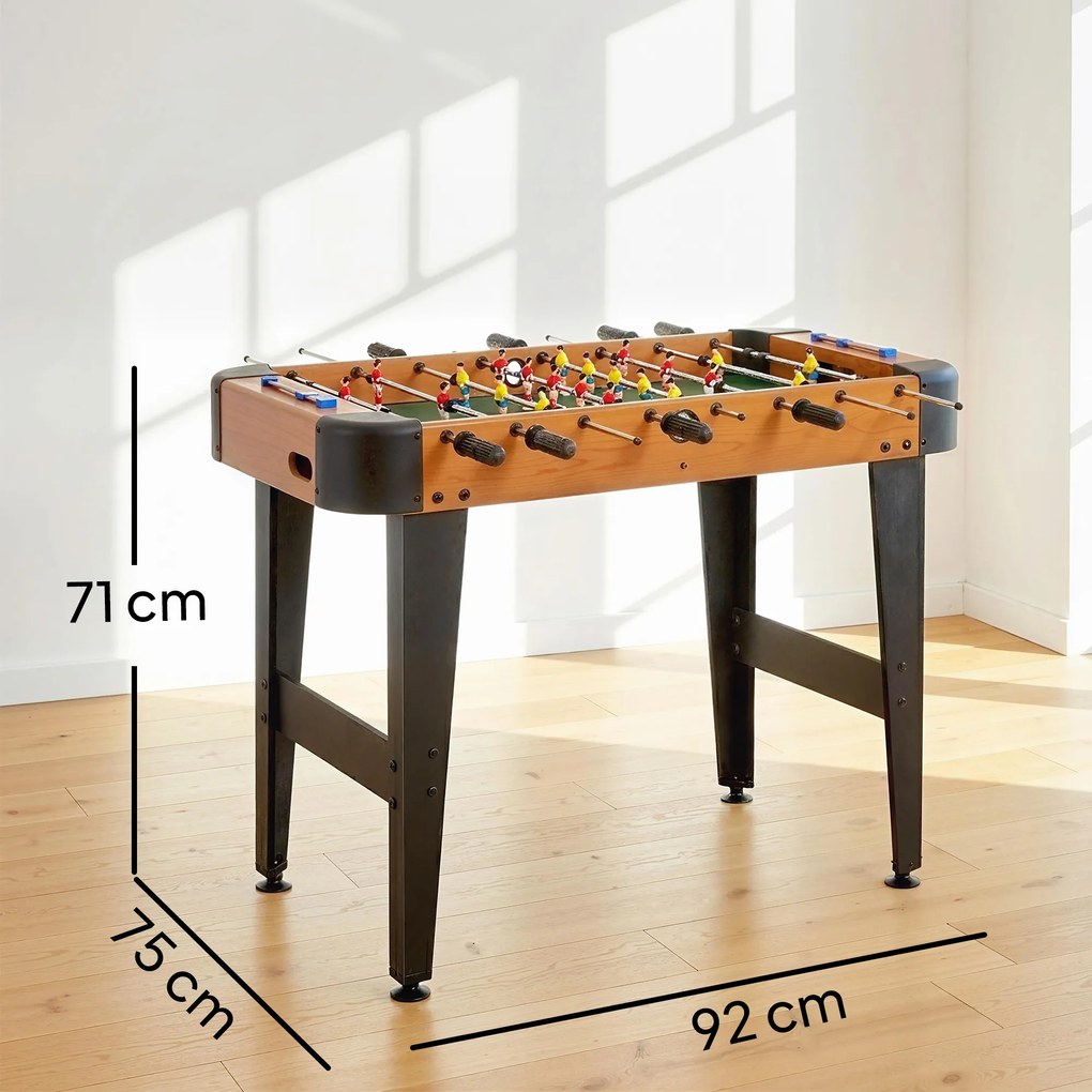 SPORTNOW Baby-foot 92 cm, 22 jucători, 2 mingi, contoare manuale, mânere antiderapante, maro | Aosom Romania