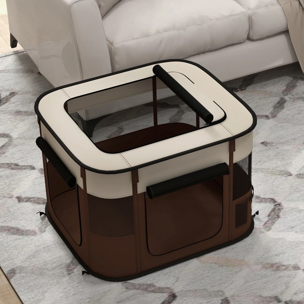 PawHut Țarc pliabil pentru câini cu geantă de transport pentru interior/exterior, Gri | Aosom Romania