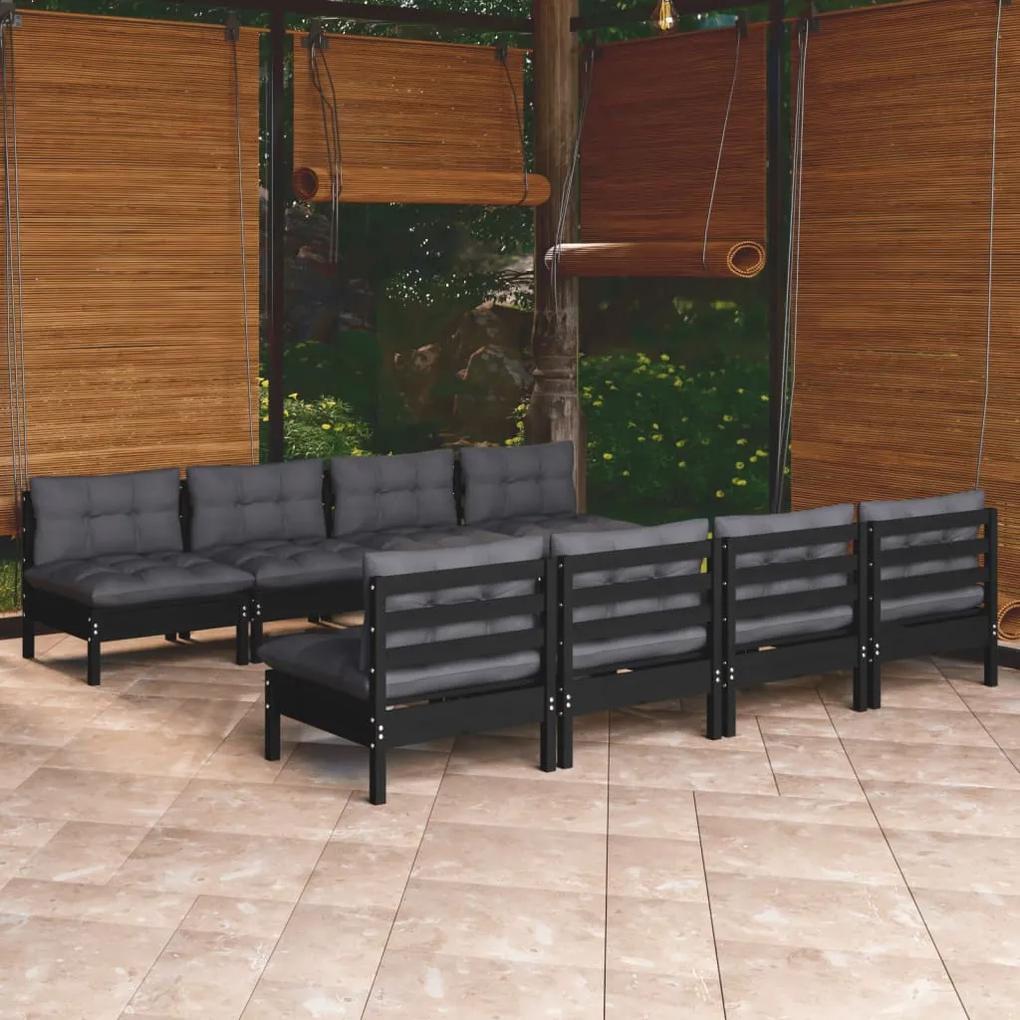 3096146 vidaXL Set mobilier de grădină cu perne, 9 piese, lemn masiv de pin