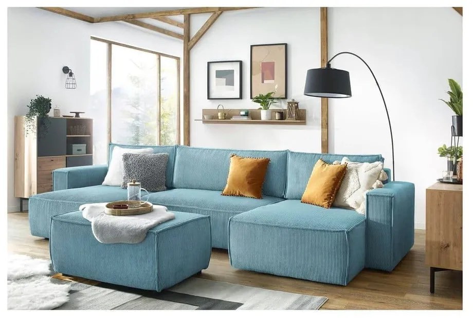 Taburet verde mentă cu tapițerie din catifea reiată Nihad – Bobochic Paris