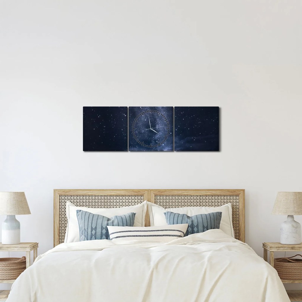 Tablou cu cerul înstelat (cu ceas) (90x30 cm)