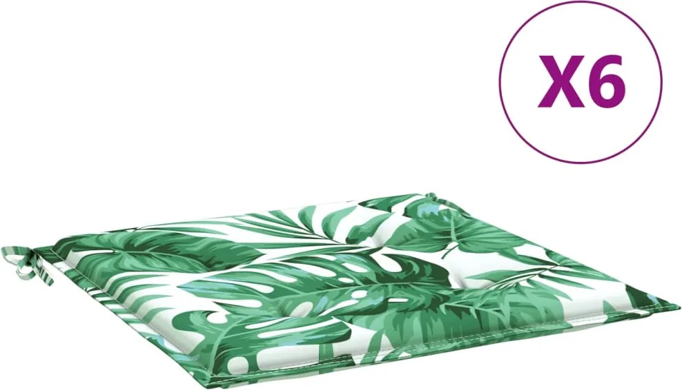 vidaXL Perne de scaun, model frunze, 6 buc., 50x50x4 cm, textil